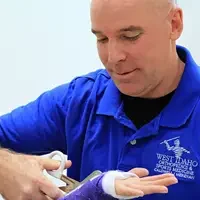 Ken Silvers, Workforce Development Medical Assistant, gives a casting demo.