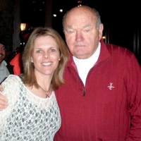 CWI alumna, Lynne Wieland, with Warren Miller