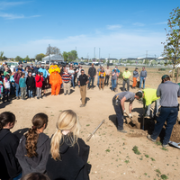 Students, volunteers, and community members gathered at CWI’s new arboretum to plant 40 trees in celebration of Arbor Day, helpi