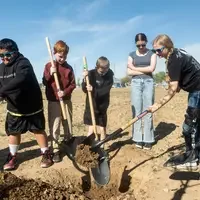 Students, volunteers, and community members gathered at CWI’s new arboretum to plant 40 trees in celebration of Arbor Day, helpi