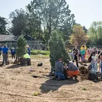 Students, volunteers, and community members gathered at CWI’s new arboretum to plant 40 trees in celebration of Arbor Day, helpi