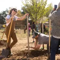 Students, volunteers, and community members gathered at CWI’s new arboretum to plant 40 trees in celebration of Arbor Day, helpi
