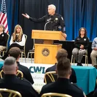 Photos from a graduation ceremony for Law Enforcement officers. 