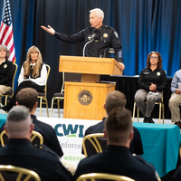 Photos from a graduation ceremony for Law Enforcement officers. 