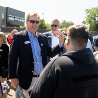 Photos from a ground breaking ceremony, held to mark the beginning of construction of a new campus building.
