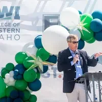 Photos from a ground breaking ceremony, held to mark the beginning of construction of a new campus building.