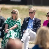 Photos from a ground breaking ceremony, held to mark the beginning of construction of a new campus building.