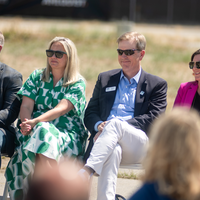 Photos from a ground breaking ceremony, held to mark the beginning of construction of a new campus building.