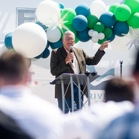 Photos from a ground breaking ceremony, held to mark the beginning of construction of a new campus building.