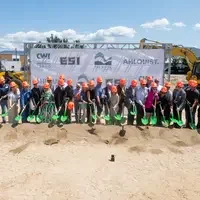 Photos from a ground breaking ceremony, held to mark the beginning of construction of a new campus building.