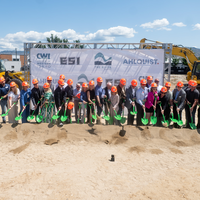 Photos from a ground breaking ceremony, held to mark the beginning of construction of a new campus building.