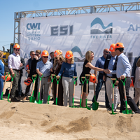 Photos from a ground breaking ceremony, held to mark the beginning of construction of a new campus building.