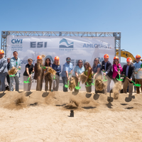 Photos from a ground breaking ceremony, held to mark the beginning of construction of a new campus building.