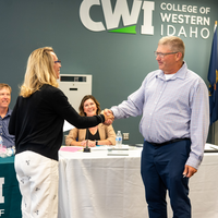 David Bishop is sworn in as a new member of the College of Western Idaho Board of Trustees.