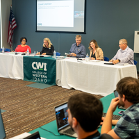 David Bishop is sworn in as a new member of the College of Western Idaho Board of Trustees.