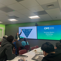 Students watching a presentation