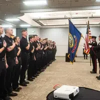 Students from the Fire Service Technology program graduate.