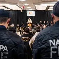 Students from the Fire Service Technology program graduate.
