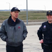 CWI students in the port of entry talking with officers