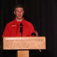 Valedictorian Garrett Morse spoke during the ceremony on May 6.