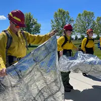 Fire recruits complete fire shelter training on May 26 at CWI.