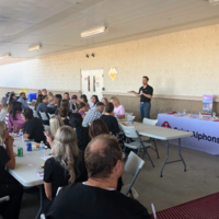 Students attending barbecue hosted by Saint Alphonsus Aug. 27, 2019