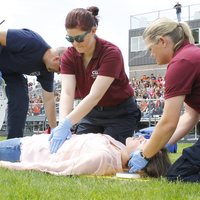 Advanced EMT students demonstrating CPR.