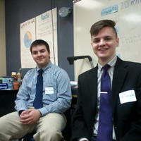 Hunter Carson and Jordan Hadden are teaching science in Amanda Beeler’s fifth grade class.