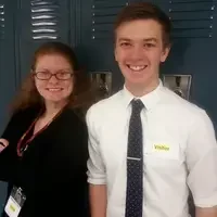 Wyatt Caviness and Miriam Wilcock are teaching mathematics in Tricia Hart’s eighth grade class.