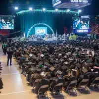 Graduates sitting at commencement