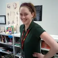 Kyra Dorman is teaching earth science in Heston Huwa’s eighth grade class.