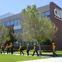 Firefighters walking outside the CWI campus