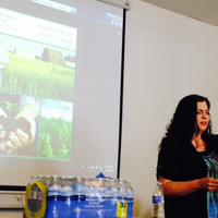 Marketing student giving presentation.