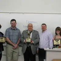 (Left to right) Matt Mudd, Jim Gatfield, President Bert Glandon, Johnny Rowing, Brandy Music