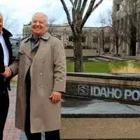 CWI President Dr. Bert Glandon (left) and Mike Ybarguen (right). Ybarguen manages Idaho Power’s local contributions. As a CWI Foundation board member, he sees student need firsthand.