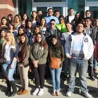 One of two groups from Vallivue High School gather before taking the CLEP exam.