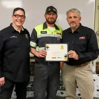 Student recieving certificate of completion