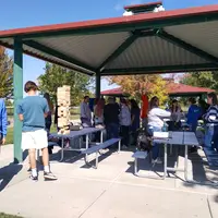 Students playing yard games