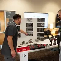 Person pointing at presentation 