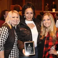 Aleli Snively (middle) won Junior Poetry at the Mahaffey Memorial.