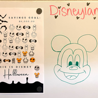 A chart featuring Disney characters on a whiteboard.