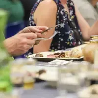 People eating tri-tip