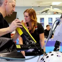 Students in medical classroom.