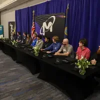 Students preparing to sign