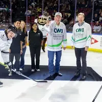 Bedke dropping the first puck of the game