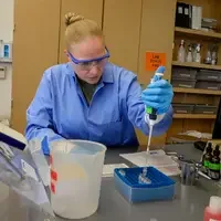 Student working on research project