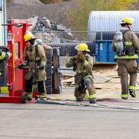 Students preparing for the fire drill