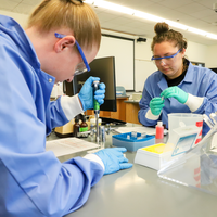 Students working together on Biology lab