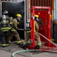 Students practicing Burn Day drill