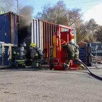 Students opening smokey door 